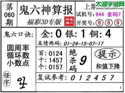 3d060期：【鬼六神算】金胆快报系列图