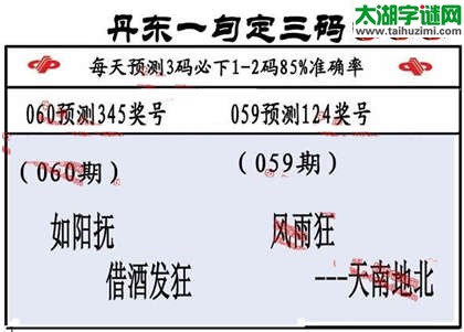 3d第2015060期丹东一句定三码