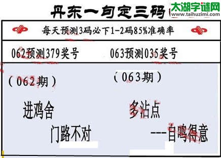 3d第2015063期丹东一句定三码