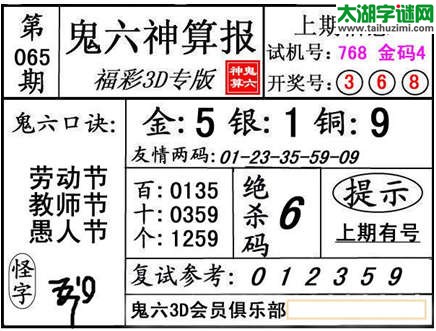 3d065期：【鬼六神算】金胆快报系列图