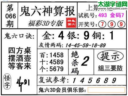 3d066期：【鬼六神算】金胆快报系列图