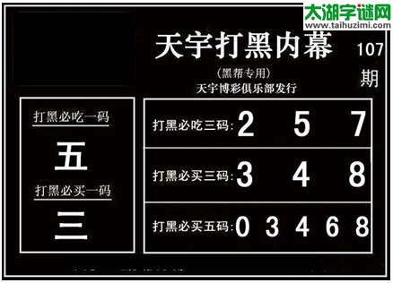 3d107期：天宇图谜(胆码杀码-一句定三码)