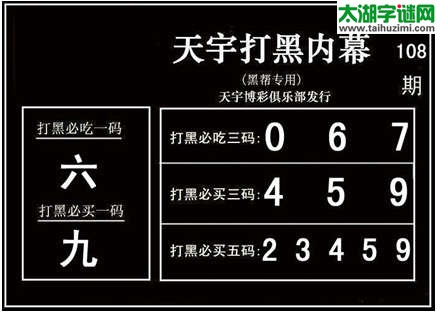 3d108期：天宇图谜(胆码杀码-一句定三码)