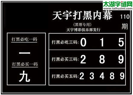 3d110期：天宇图谜(胆码杀码-一句定三码)