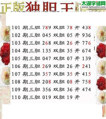 3d110期：正版独胆王图谜