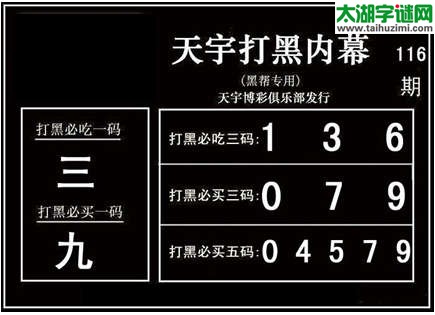 3d116期：天宇图谜(胆码杀码-一句定三码)