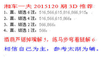 湘车一夫2015120期3D解太湖字谜