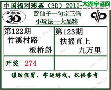 蓝仙子一句定三码15123期