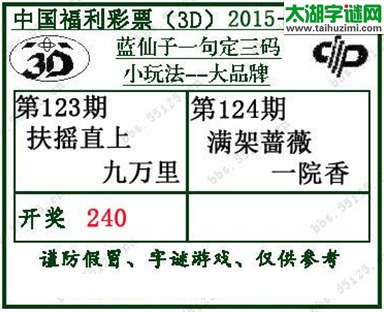 蓝仙子一句定三码15124期