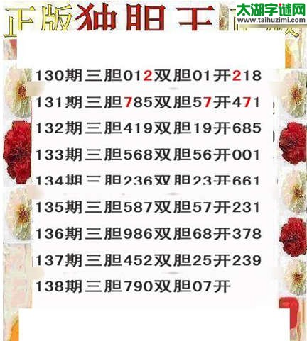 3d138期：正版独胆王图谜