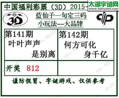 蓝仙子一句定三码15142期