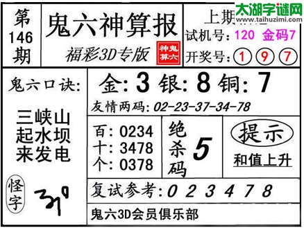 3d146期：【鬼六神算】金胆快报系列图