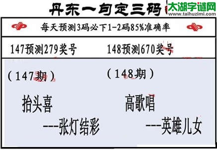 3d第2015148期丹东一句定三码