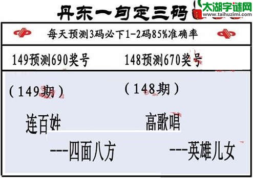 3d第2015149期丹东一句定三码