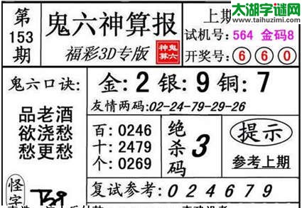 3d153期：【鬼六神算】金胆快报系列图