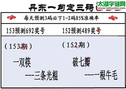 3d第2015153期丹东一句定三码