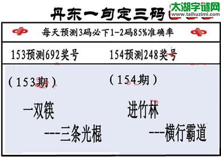 3d第2015154期丹东一句定三码