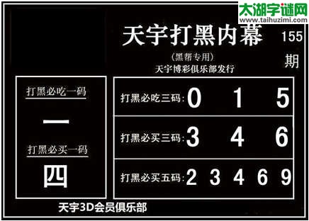 3d155期：天宇图谜(胆码杀号+必买五码)