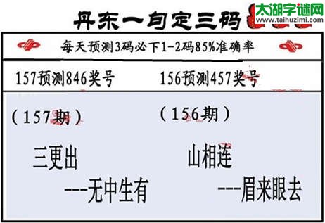 3d第2015156期丹东一句定三码