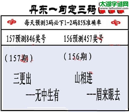 3d第2015157期丹东一句定三码