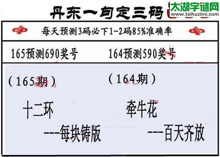 3d第2015165期丹东一句定三码