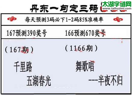 3d第2015167期丹东一句定三码