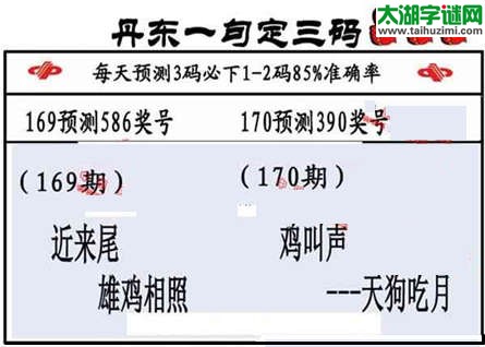 3d第2015170期丹东一句定三码