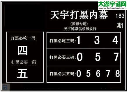 3d183期：天宇图谜(胆码杀号+必买五码)