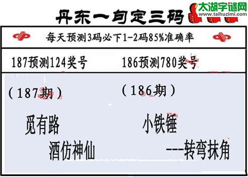 3d第2015187期丹东一句定三码