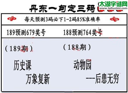 3d第2015189期丹东一句定三码