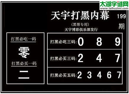 3d199期：天宇图谜(胆码杀号+必买五码)