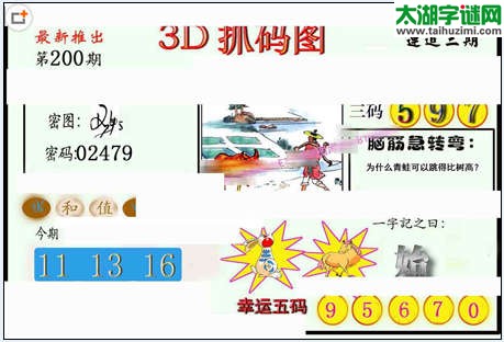 3d200期：红五图库（藏宝抓码图）