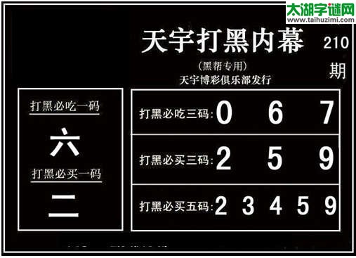 3d210期：天宇图谜(胆码杀号+必买五码)