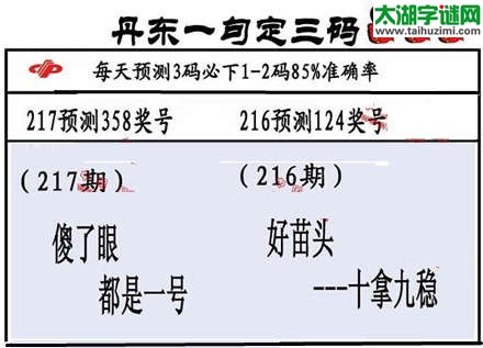 3d第2015217期丹东一句定三码