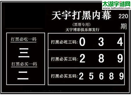 3d220期：天宇图谜(胆码杀号+必买五码)