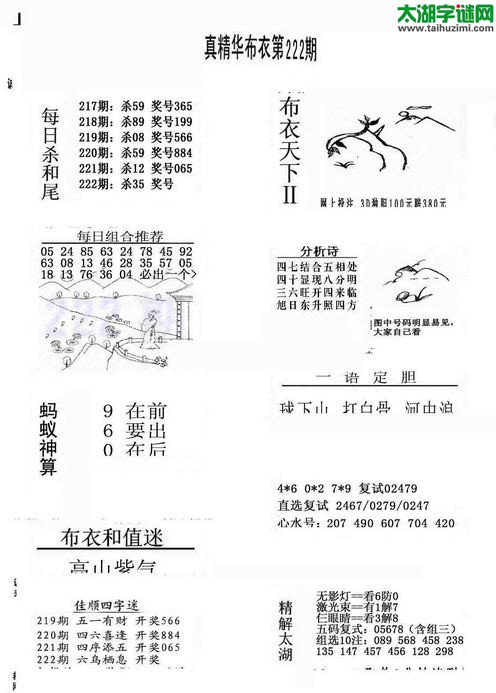 3d布衣天下图谜2015222期