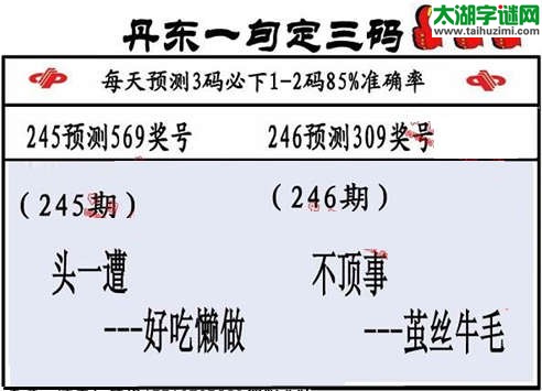 3d第2015246期丹东一句定三码