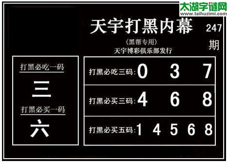 3d247期：天宇图谜(胆码杀号+必买五码)