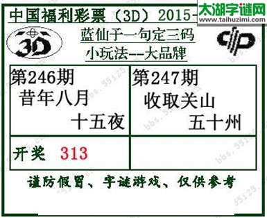 蓝仙子一句定三码15247期