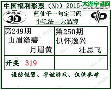 蓝仙子一句定三码15250期