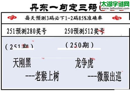 3d第2015251期丹东一句定三码