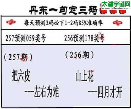 3d第2015257期丹东一句定三码