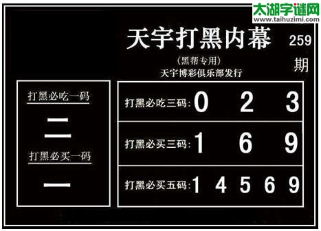 3d259期：天宇图谜(胆码杀号+必买五码)