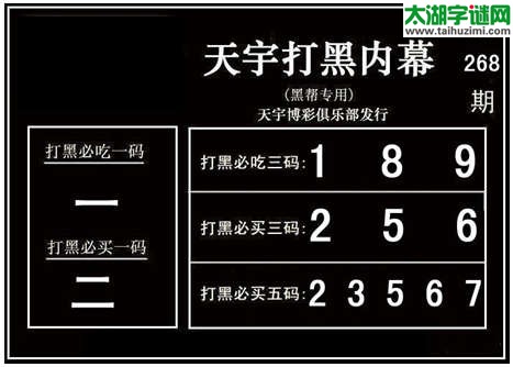 3d268期：天宇图谜(胆码杀号+必买五码)