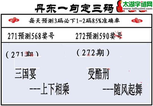 3d第2015272期丹东一句定三码