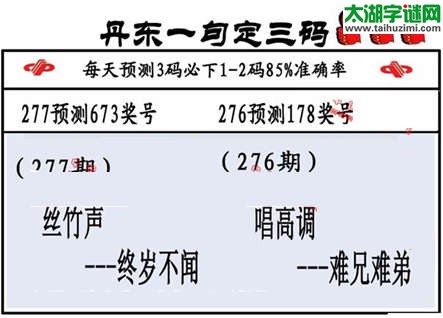 3d第2015277期丹东一句定三码