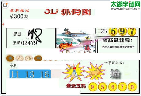 3d300期：红五图库（藏宝抓码图）