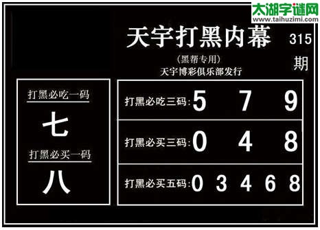 3d315期：天宇图谜(胆码杀号+必买五码)