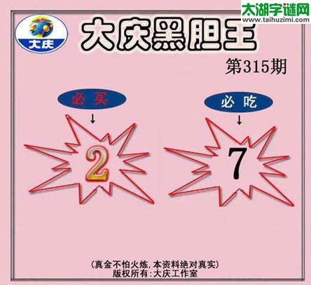 3d315期：大庆黑胆王图迷