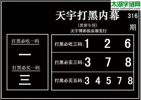 3d316期：天宇图谜(胆码杀号+必买五码)